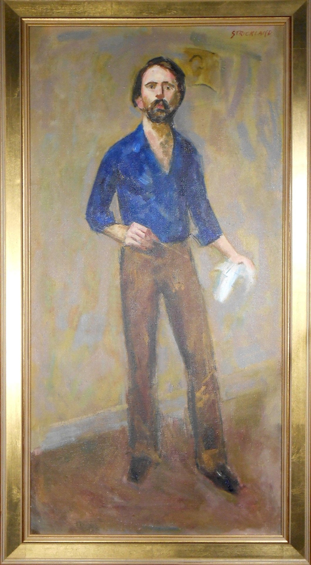 Self Portrait (Standing with Paintbrush) Oil | Thomas Strickland,{{product.type}}