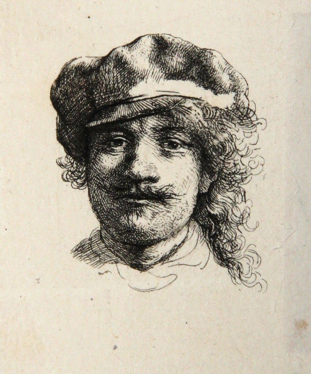 Self-Portrait Wearing a Soft Cap (The Three Mustaches) Etching | Rembrandt,{{product.type}}