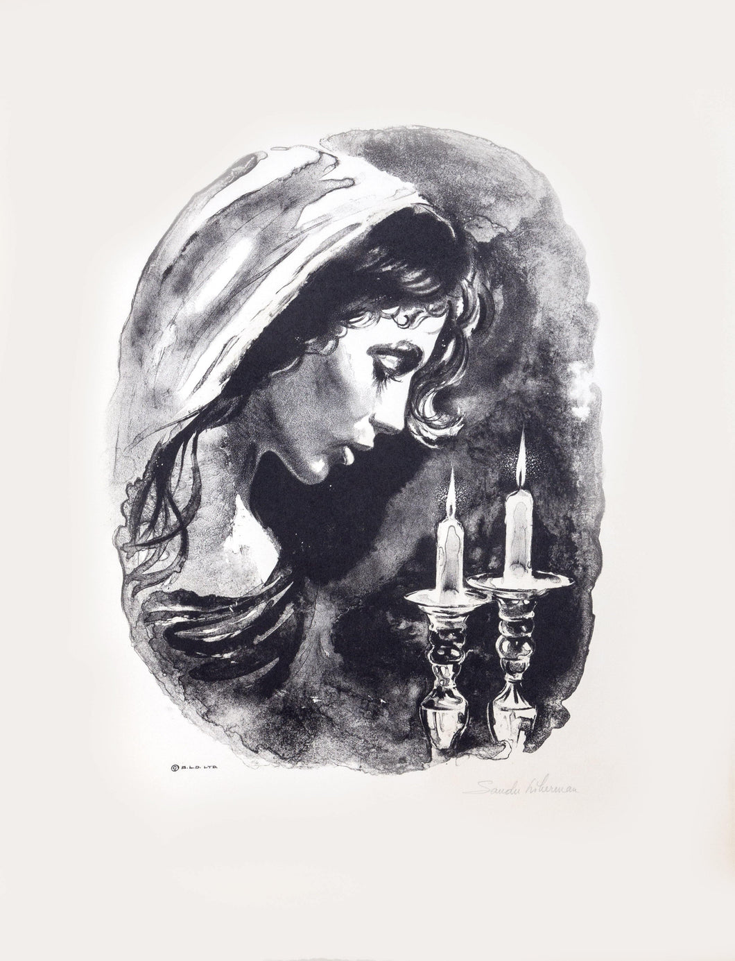 Shabbas Candles I lithograph | Sandu Liberman,{{product.type}}