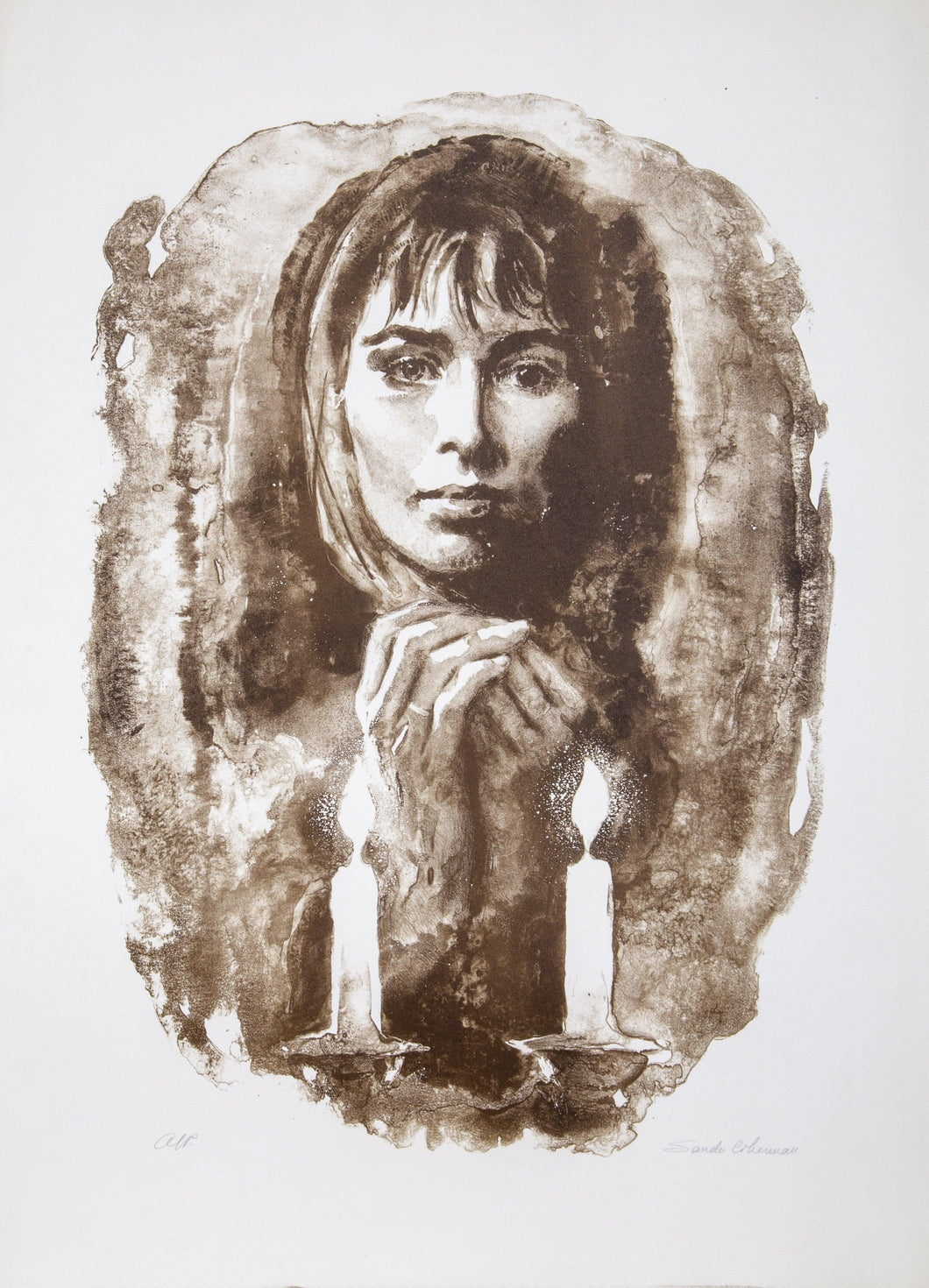 Shabbas Candles II lithograph | Sandu Liberman,{{product.type}}