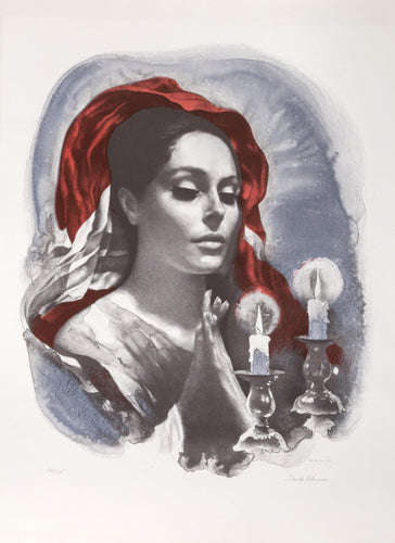 Shabbas Candles III B lithograph | Sandu Liberman,{{product.type}}
