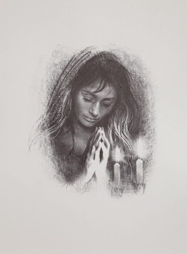 Shabbas Candles IX lithograph | Sandu Liberman,{{product.type}}