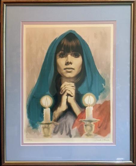 Shabbas Candles (Teal) Lithograph | Sandu Liberman,{{product.type}}