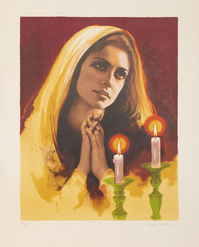 Shabbas Candles VIII B lithograph | Sandu Liberman,{{product.type}}