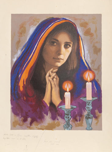 Shabbas Candles XIII B lithograph | Sandu Liberman,{{product.type}}