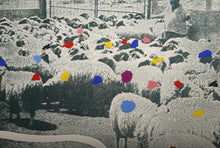 Sheep on Green with Multi Dots Etching | Menashe Kadishman,{{product.type}}