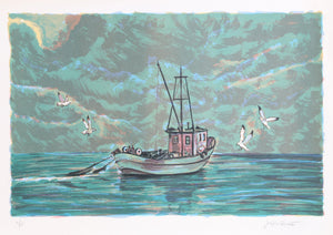 Ship at Sea Lithograph | Jack van Deckter,{{product.type}}