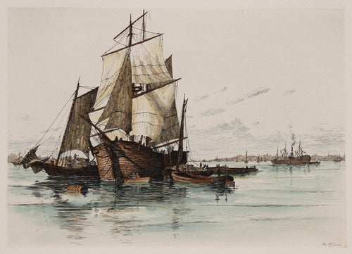 Ships in New York Harbor Etching | Charles F.W. Mielatz,{{product.type}}