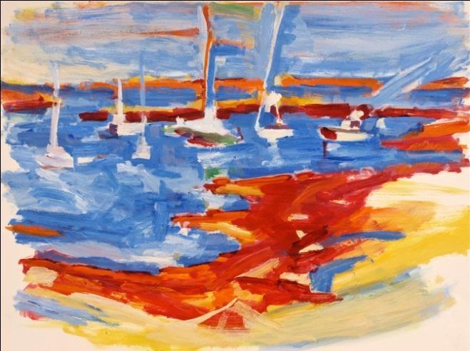 Shore and Boats a la Matisse No. 1 Acrylic | Alfred Sandford,{{product.type}}