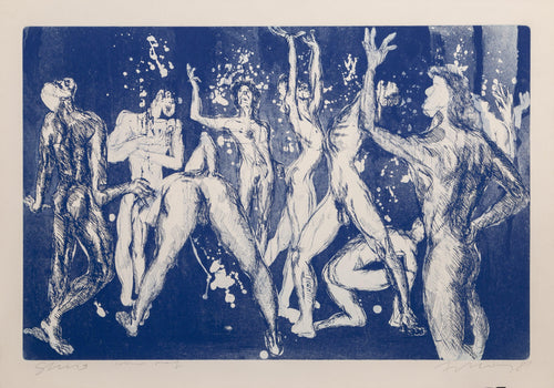 Shower (Blue) Etching | Rainer Fetting,{{product.type}}