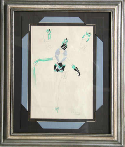 Showgirl in Top Hat Watercolor | Unknown Artist,{{product.type}}