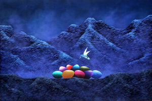 Sin Titulo - Hummingbird and Colored Eggs Acrylic | Gonzalo Endara Crow,{{product.type}}