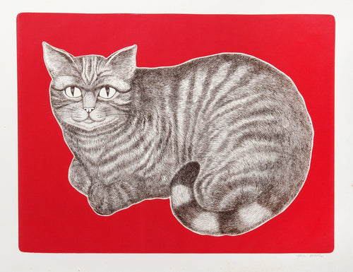 Sitting Cat Etching | Yaroslava Surmach Mills,{{product.type}}