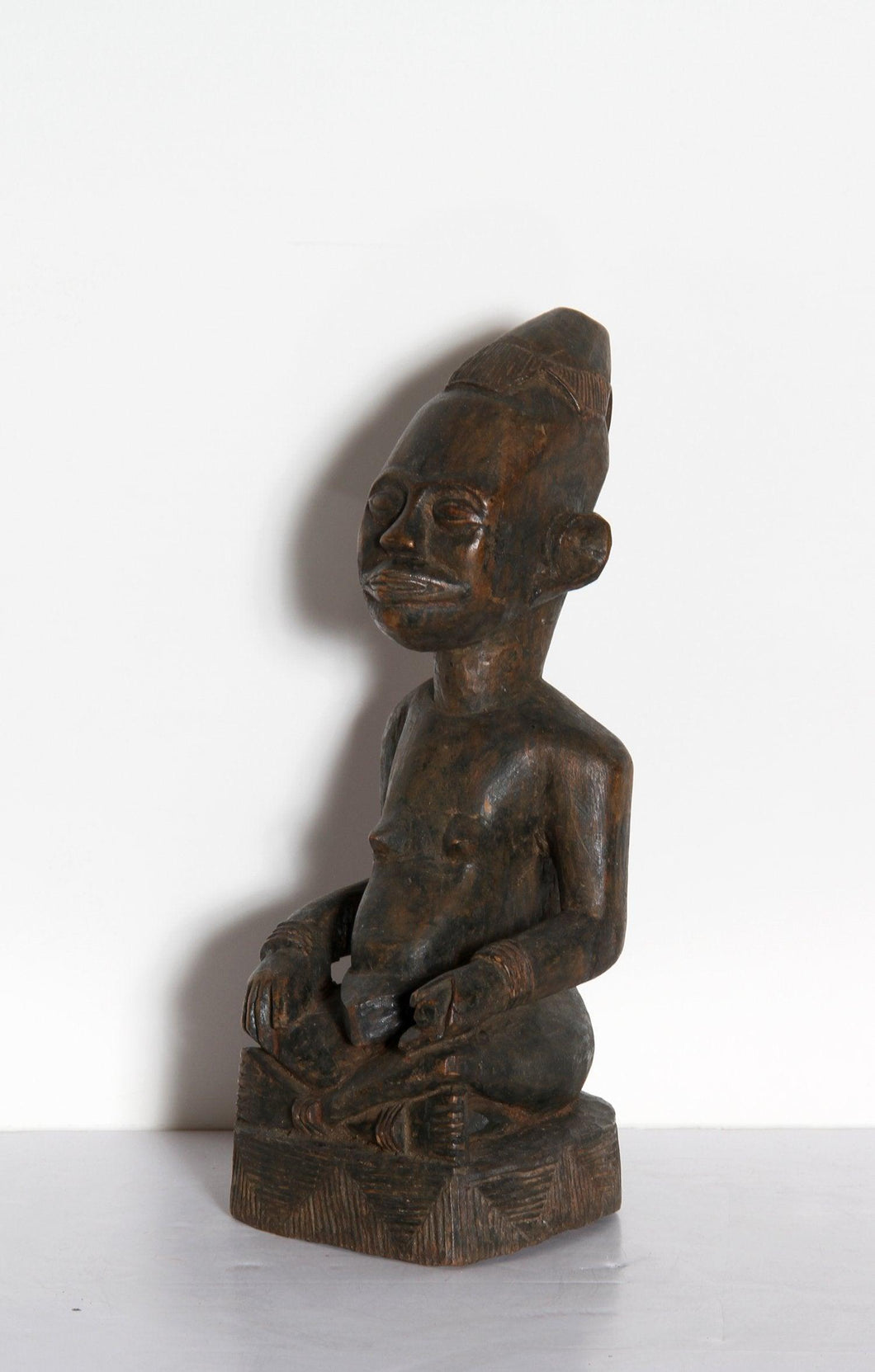 Sitting Figure with Hat Wood | African or Oceanic Objects,{{product.type}}
