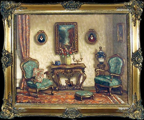 Sitting Room Oil | Czene Janos Apatfalvi,{{product.type}}