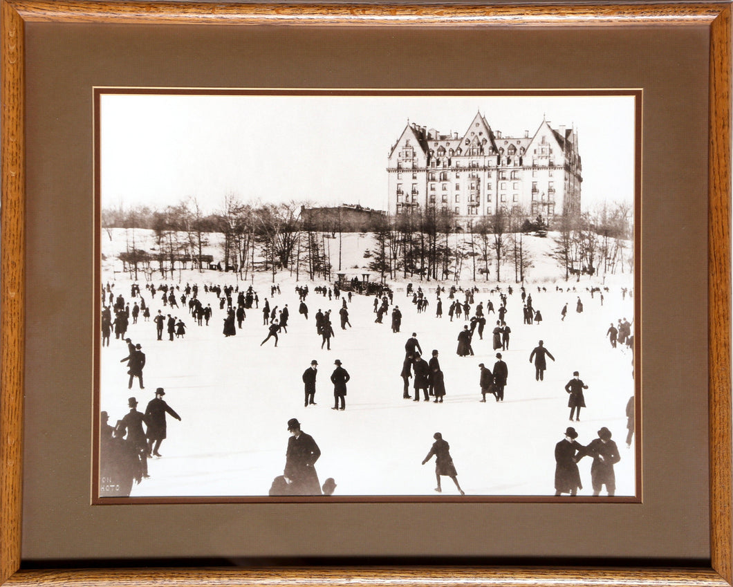 Skating in Central Park Near The Dakota Building Black and White | J.A. Johnston,{{product.type}}