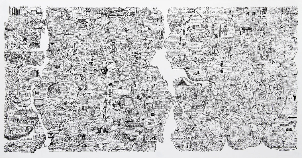 Sketch for World Map Screenprint | Öyvind Fahlström,{{product.type}}