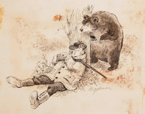 Sleeping Hunter with Bear Watercolor | Marshall Goodman,{{product.type}}