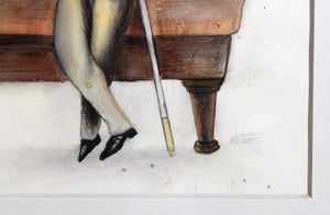 Smoking by the Billiards Table Watercolor | Charles Alston,{{product.type}}