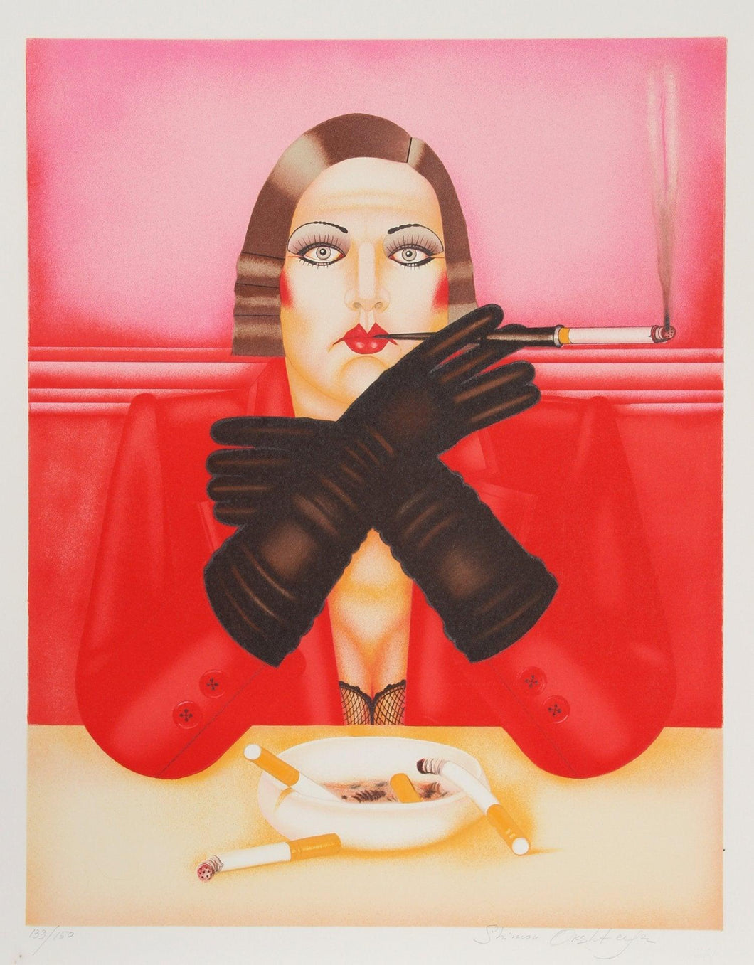 Smoking Lady Screenprint | Shimon Okshteyn,{{product.type}}