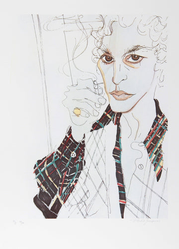 Smoking (Self-Portrait) Lithograph | Vasilios Janopoulos,{{product.type}}