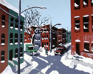 Snowy Cityscape Lithograph | Unknown Artist,{{product.type}}