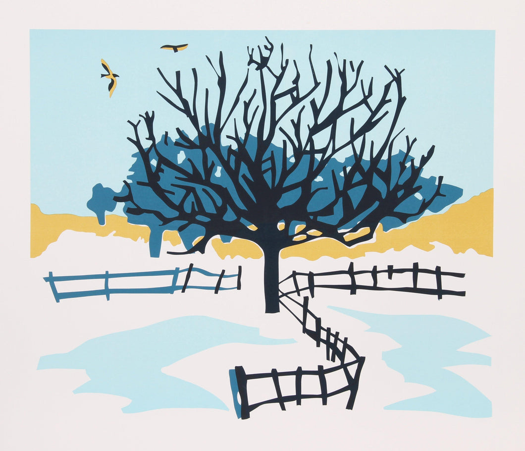 Snowy Fence Screenprint | Patricia Sussman,{{product.type}}