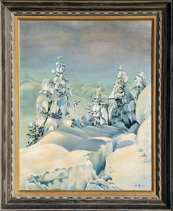 Snowy Landscape Oil | J. Rieser,{{product.type}}