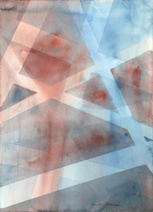 Soft Red and Blue Abstract Watercolor | Harold Wallerstein,{{product.type}}