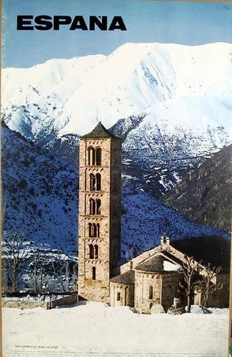 Spain - Espana: Mountain Side Church Poster | Travel Poster,{{product.type}}