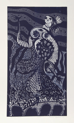 Spanish Dancer (Blue) Woodcut | Manuel Izqueirdo,{{product.type}}