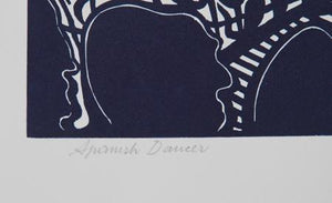 Spanish Dancer (Blue) Woodcut | Manuel Izqueirdo,{{product.type}}