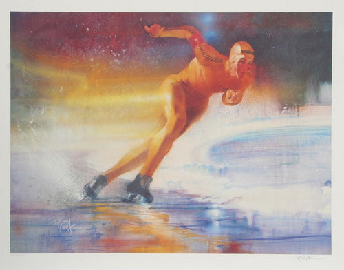 Speed Skating Lithograph | Robert Peak,{{product.type}}