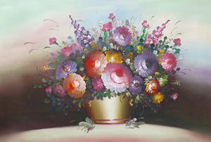 Spring Flowers in Gold Vase (2) Oil | Chuju Sheng,{{product.type}}