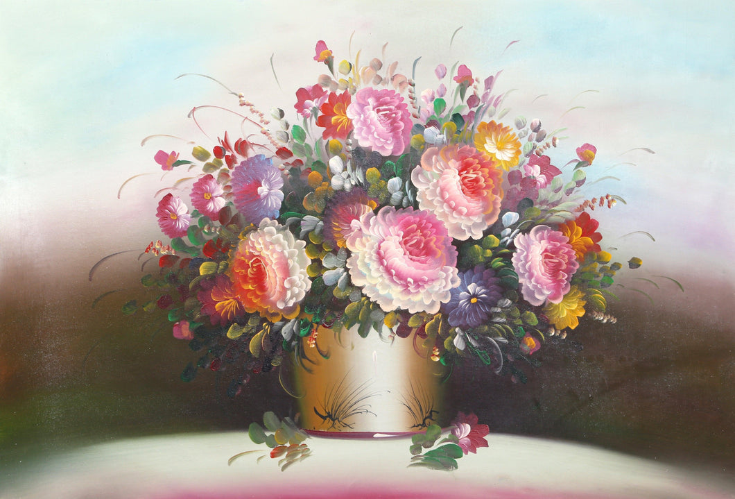 Spring Flowers in Gold Vase (4) Oil | Chuju Sheng,{{product.type}}