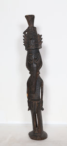 Standing Figure with Elongated Nose and Geometric Pattern Headdress Wood | African or Oceanic Objects,{{product.type}}