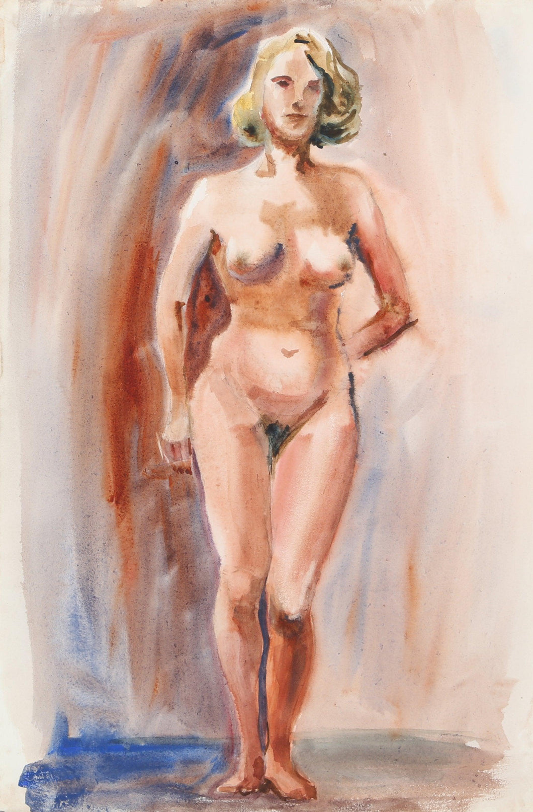Standing Nude (P1.18) Watercolor | Eve Nethercott,{{product.type}}