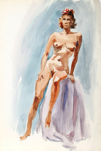 Standing Nude (P3.9) Watercolor | Eve Nethercott,{{product.type}}