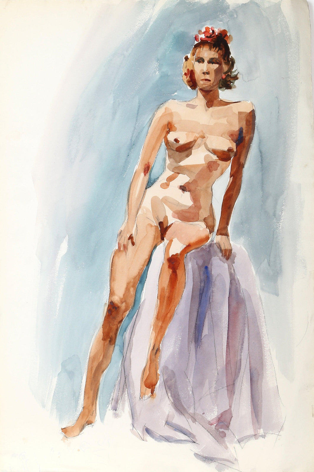Standing Nude (P3.9) Watercolor | Eve Nethercott,{{product.type}}