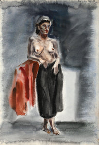 Standing Nude (P6.51) Watercolor | Eve Nethercott,{{product.type}}