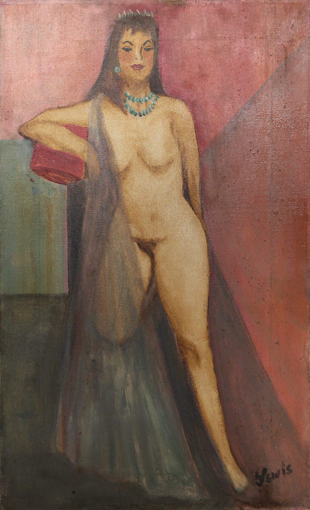 Standing Nude with Crown Oil | Unknown Artist,{{product.type}}