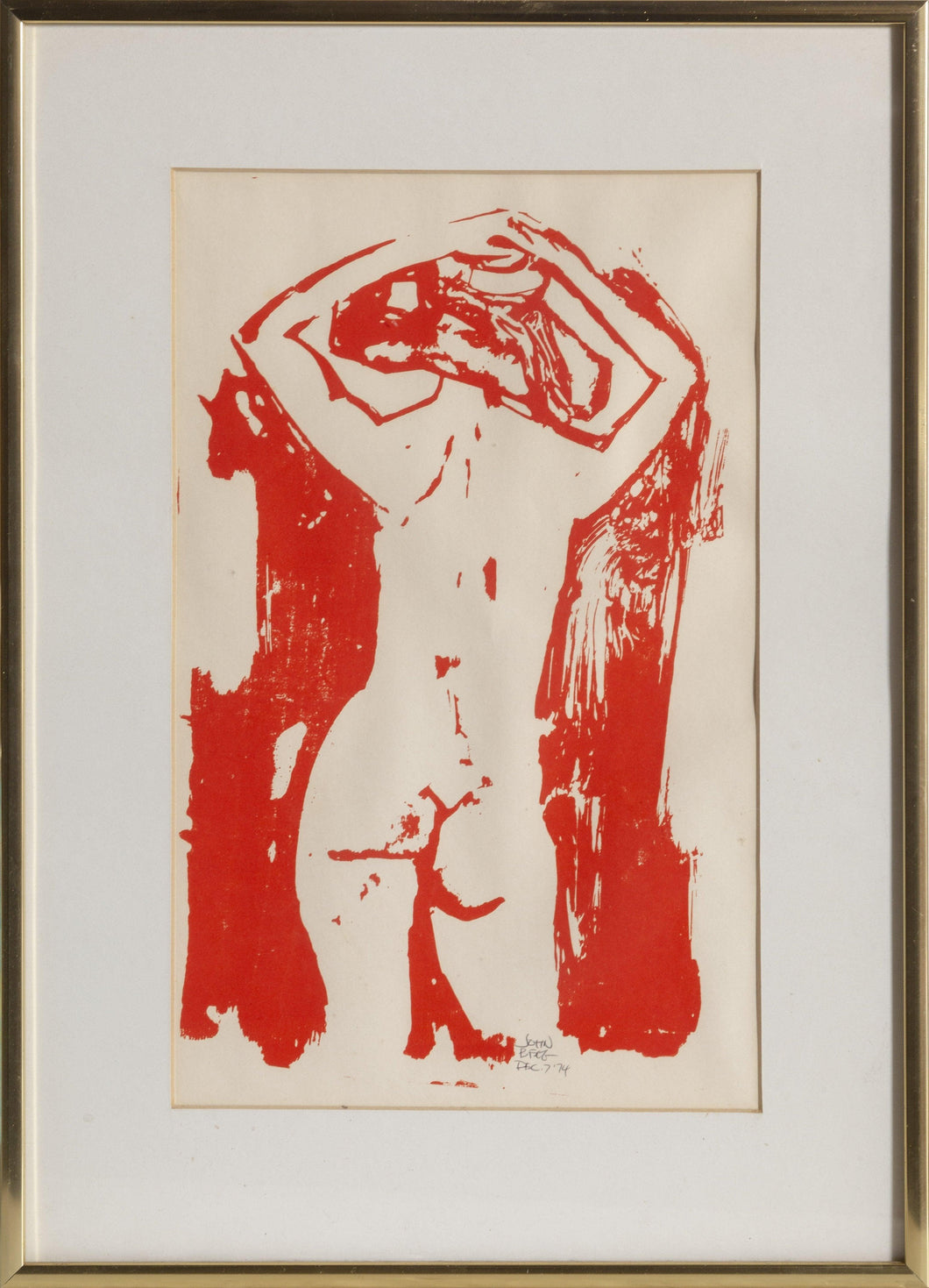 Standing Nude Woodcut | John Begg,{{product.type}}