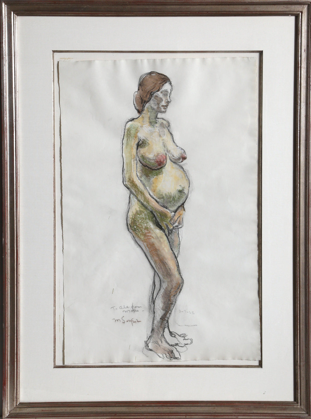 Standing Pregnant Nude Pastel | Moses Soyer,{{product.type}}
