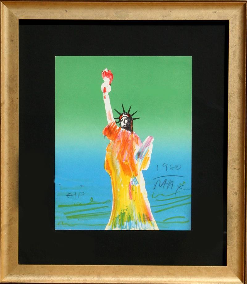 Statue of Liberty (Green/Blue) Lithograph | Peter Max,{{product.type}}