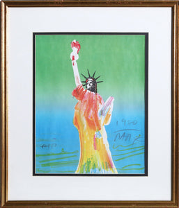 Statue of Liberty (Green/Blue) Poster | Peter Max,{{product.type}}