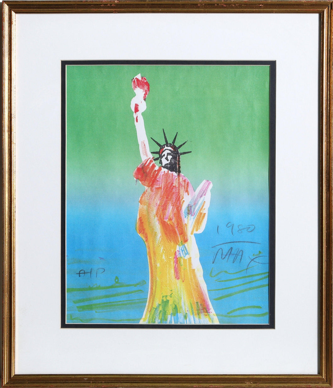 Statue of Liberty (Green/Blue) Poster | Peter Max,{{product.type}}
