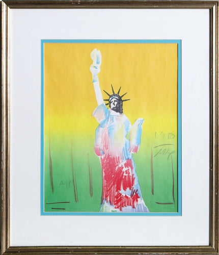 Statue of Liberty (Yellow/Green) Poster | Peter Max,{{product.type}}