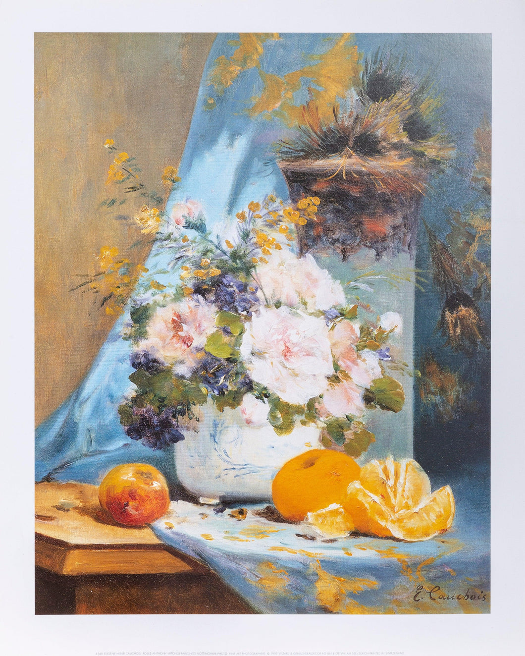 Still Life of Roses with an Orange Poster | Eugene Henri Cauchois,{{product.type}}