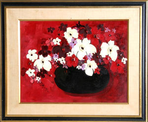 Still Life of White and Red Flowers Oil | Ken Norton,{{product.type}}