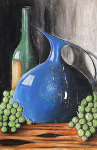Still Life with Blue Jug and Wine Pastel | Jon Robyn,{{product.type}}